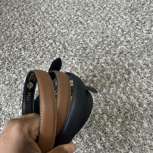 VTG Dockers Belt L 30-34 Top Grain Cowhide Leather Women Black Brown Staple NEW - Picture 4 of 6